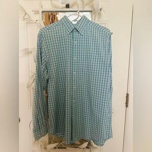 Southern Tide Aqua Plaid Dress Shirt